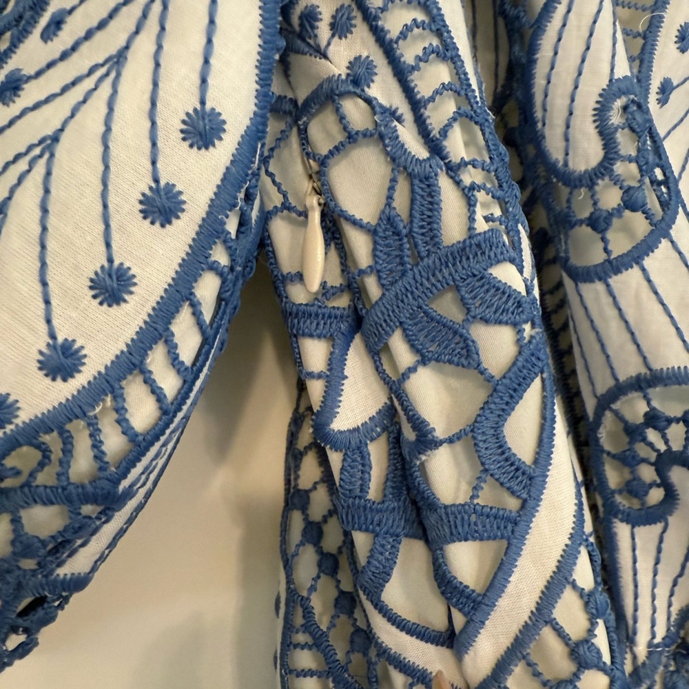 Shoshanna Blue and White Patterned Off Shoulder Dress - Brand New With Tags - Picture 4 of 7